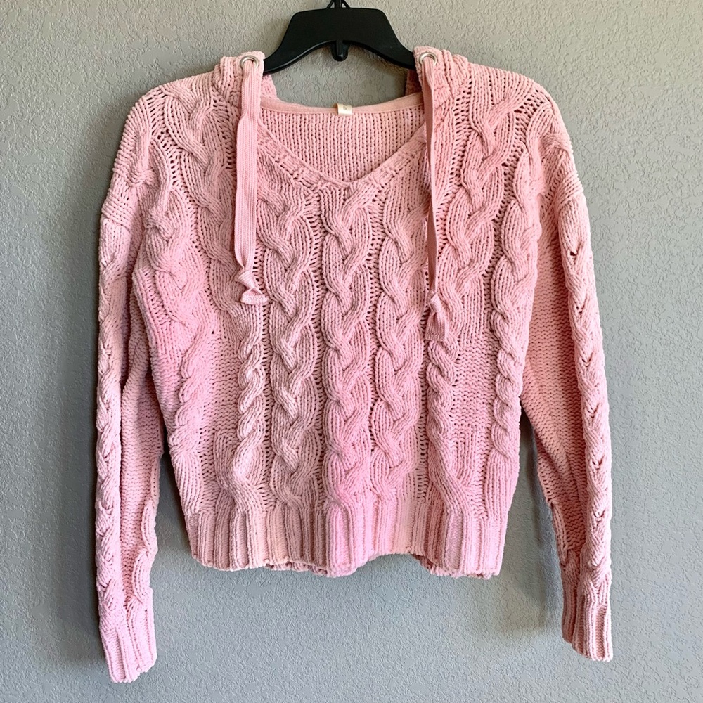 Aeropostale | Cropped V-Neck Pullover Sweater | PINK - X-SMALL